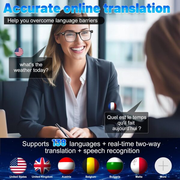 AI Translation Glasses: 138 Languages, Open-Ear Speakers, Photochromic - Image 4