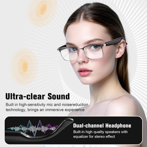 Smart Glasses, Blue Light Blocking Bluetooth Glasses with Open Ear Speaker,... - Image 4