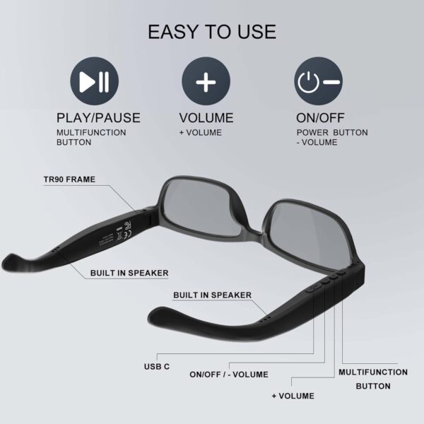 Smart Bluetooth Glasses: Audio Polarized with Open Ear Headphones - Image 2