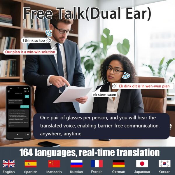 AI Translation Glasses: 164 Languages, Photochromic Lenses, Bluetooth - Image 3