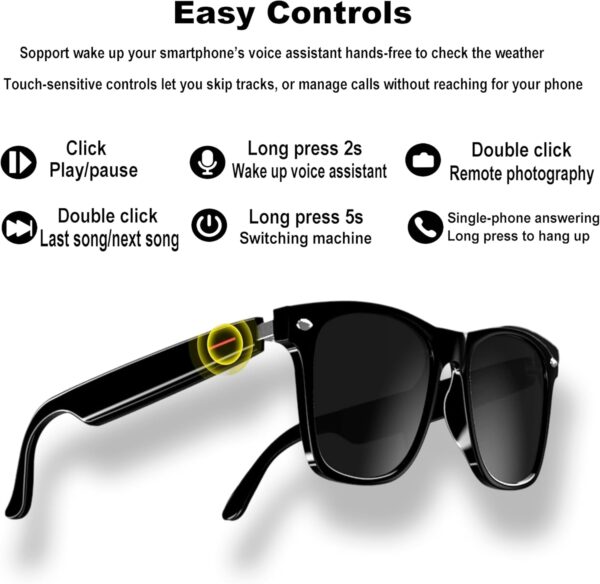 Bluetooth Smart Glasses: Audio Sunglasses with Polarized Blue Lenses - Image 3