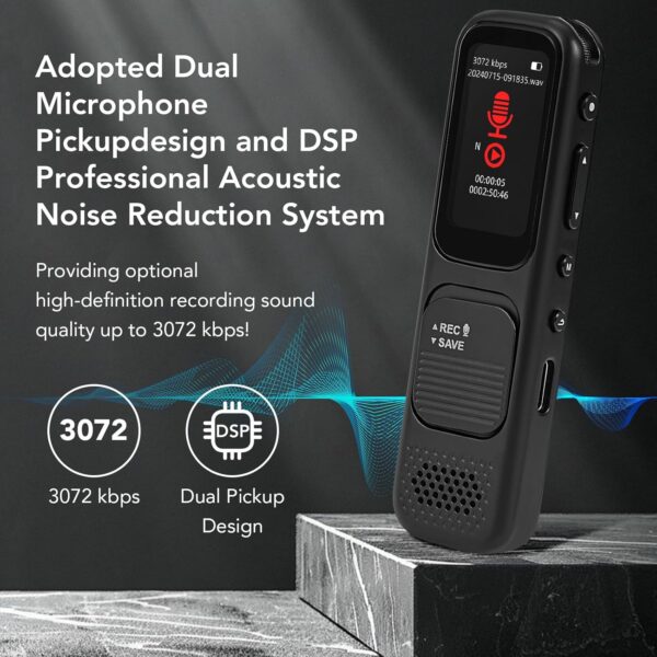 64GB Magnetic Voice Recorder: 3072Kbps High-Quality Recording with Bluetooth - Image 2