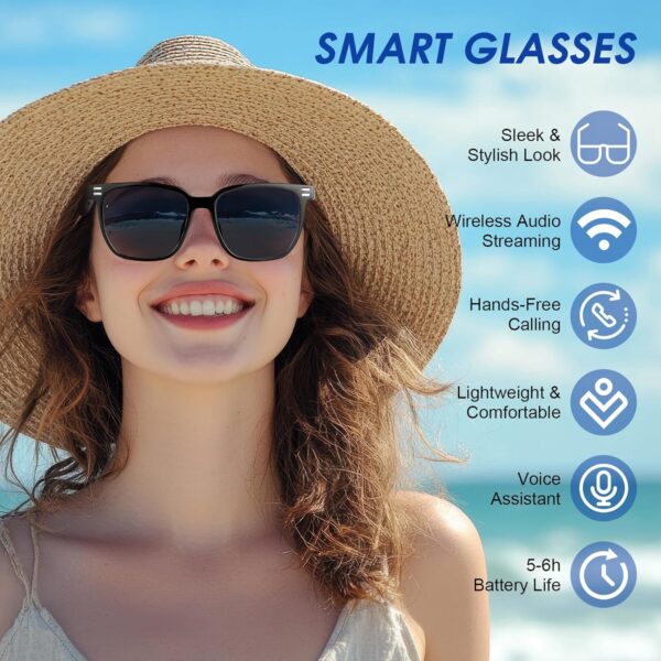 Smart Glasses - Anti Blue Light & Photochromic Bluetooth Sunglasses, UV... - Image 3
