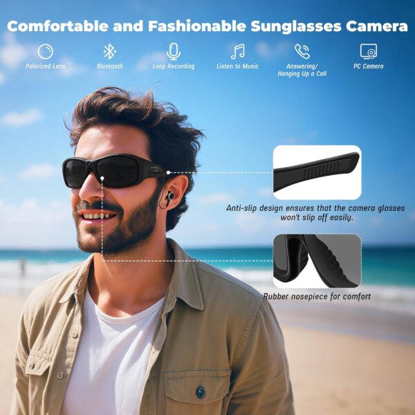 HD 1080P Sunglasses Video Camera with Bluetooth - Image 2