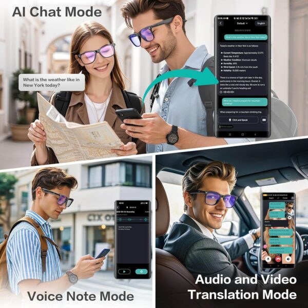 AI Smart Glasses: 164 Language Translation, Bluetooth, Anti-Blue Light - Image 2