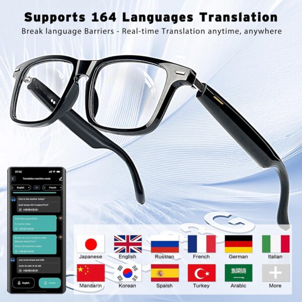 AI Translation Smart Glasses: 150 Languages, Chat GPT, Bluetooth 5.4 - Image 2