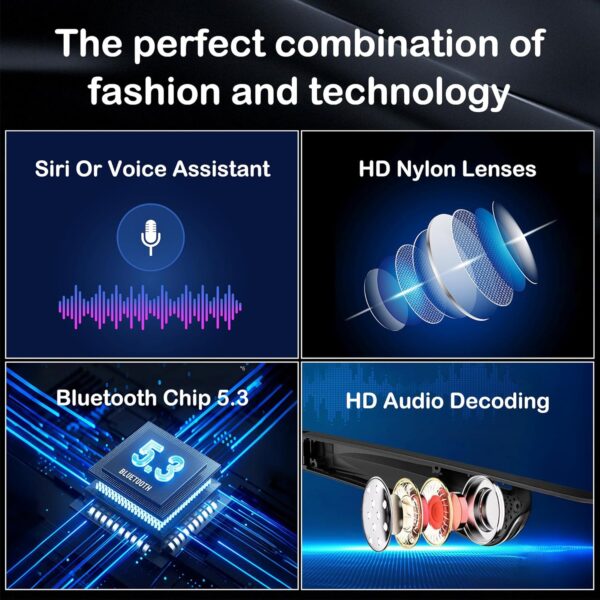 Smart Glasses Bluetooth 5.3: Polarized Open Ear Sunglasses with Photo & Voice Control - Image 4