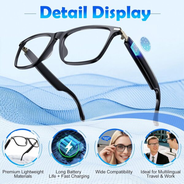 AI Translation Glasses: 138 Languages, Open-Ear Speakers, Photochromic - Image 3