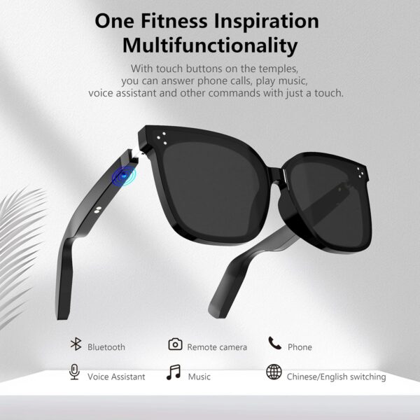 Bluetooth Smart Sunglasses: Open Ear Audio & UV400 Protection - Image 2