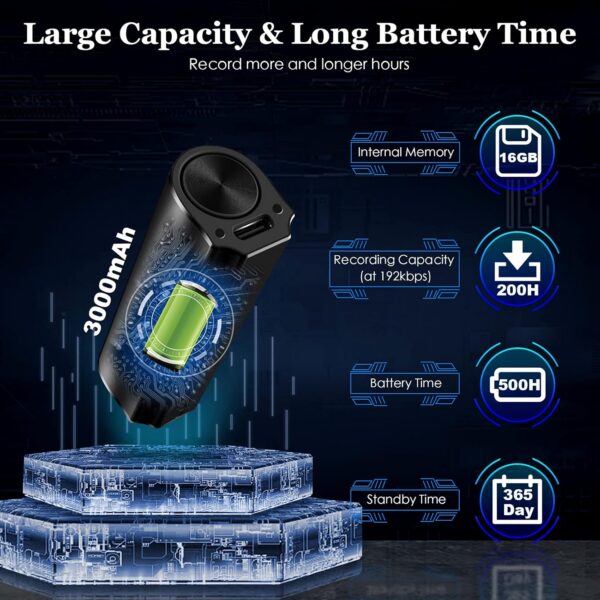 20 Days Long Hours Voice Recorder - 16GB Activated - Image 2