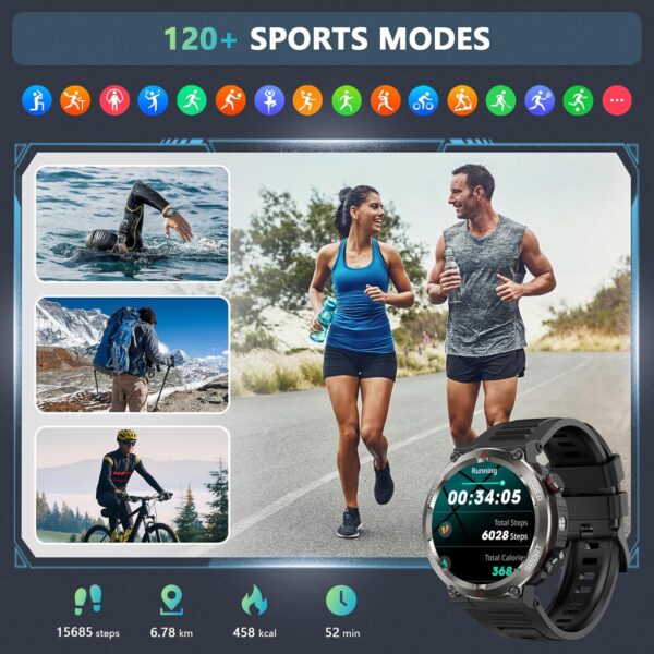 Military Smart Watch: 100-Day Battery, LED & Compass - Image 7