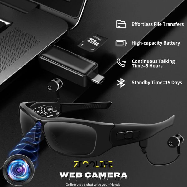 HD 1080P Video Glasses with Bluetooth: Capture Adventures Hands-Free - Image 4