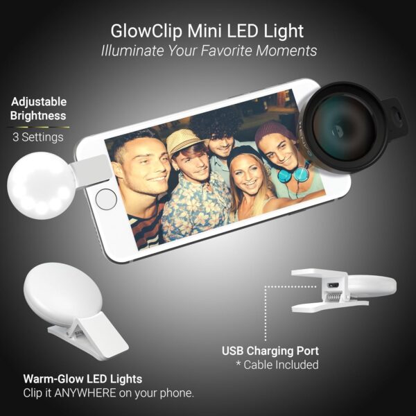 Pro Lens Kit for iPhone and Android: Macro Wide Angle with LED Black - Image 3