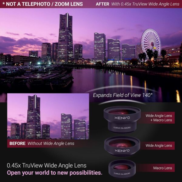 Pro Lens Kit for iPhone and Android: Macro Wide Angle with LED Black - Image 2