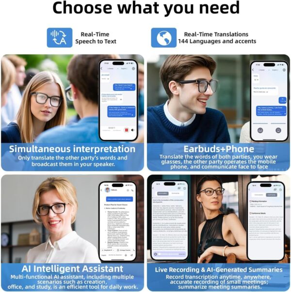 DUCO AI Translation Smart Glasses: 160 Languages, 50hr Battery - Image 6