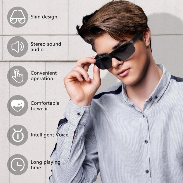 Smart Glasses with Polarized Lenses & Bluetooth - Black Style2 - Image 4