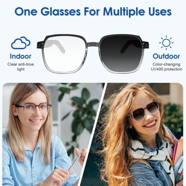 Bluetooth Smart Glasses: Photochromic & Blue Light Blocking Eyewear - Image 2