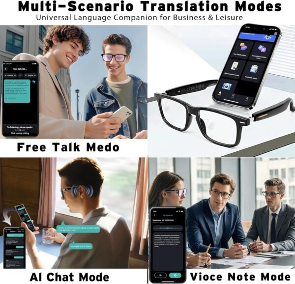 AI Translation Smart Glasses: 150 Languages, Chat GPT, Bluetooth 5.4 - Image 4