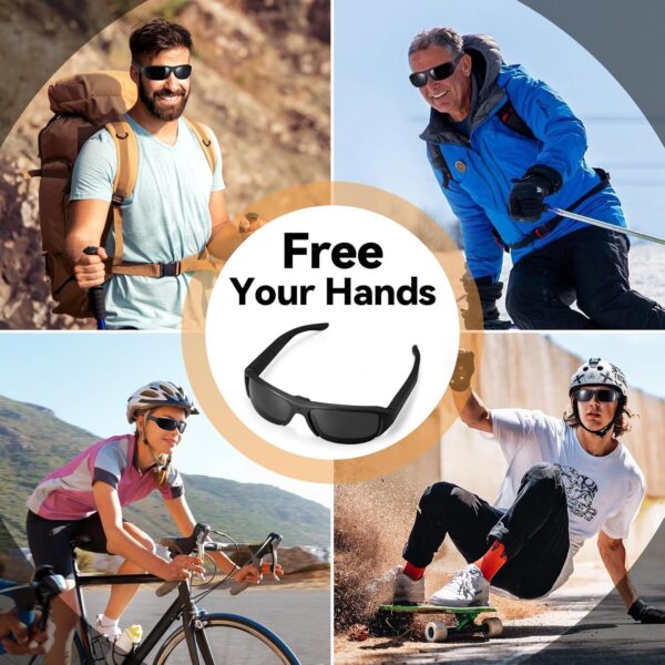 Smart Video 1080p Camera Glasses for Men Outdoor HD UV Protective - Image 6