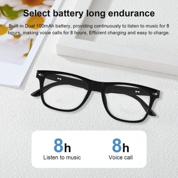 Smart Glasses Auto On/Off with Bluetooth Audio - Clear Frame - Image 4